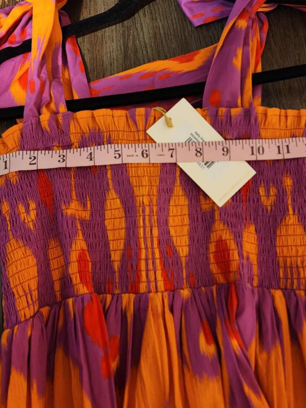 Sheridan French Kelly Maxi Dress L Sunset Ikat NWT Smocked Tiered Resort Wedding - Picture 8 of 11